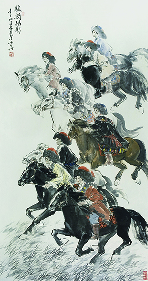 《骏骑蹑影》  2001年  194cm×104cm.jpg