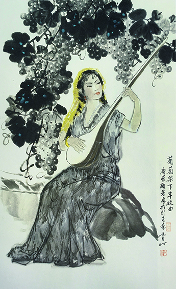 葡萄架下丰收曲  2000年  96cm×59cm.jpg