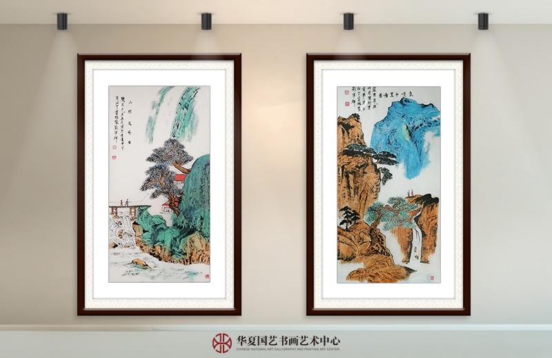 左  刘宁辉作品《山间泉飞雪》规格：68X138cm  右  刘宁辉作品《泉喷十里鸣雷》规格：68X138cm.jpg