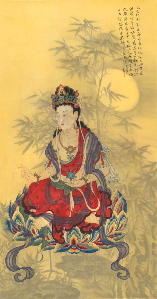 赵鑫作品1《禅问·敦煌系列·观音》--规格：140×70cm--年代：2014.jpg