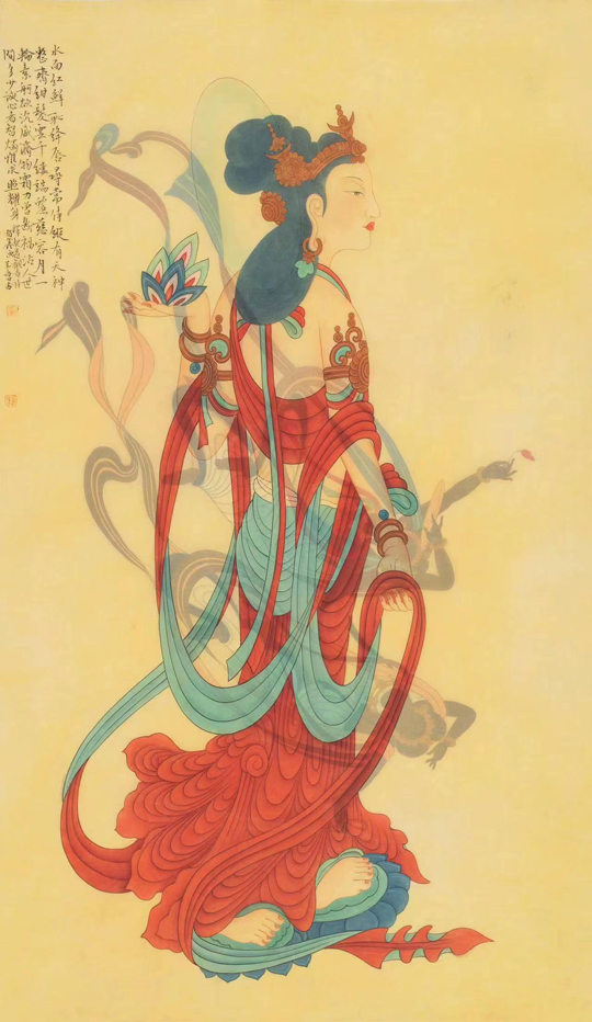 赵鑫作品2《禅问·敦煌系列·飞仙》--规格：140×70cm--年代：2014.jpg