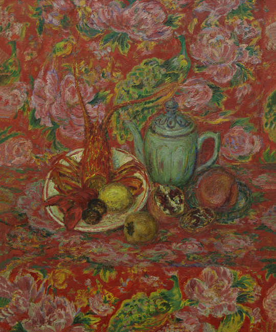 《红花布上的静物》80x67cm-油画-1995年-洪瑞生.jpg