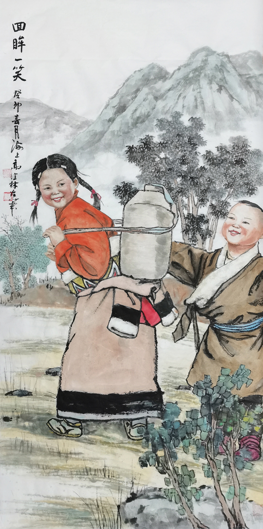 高健林作品《回眸一笑》--规格：138×69cm.jpg