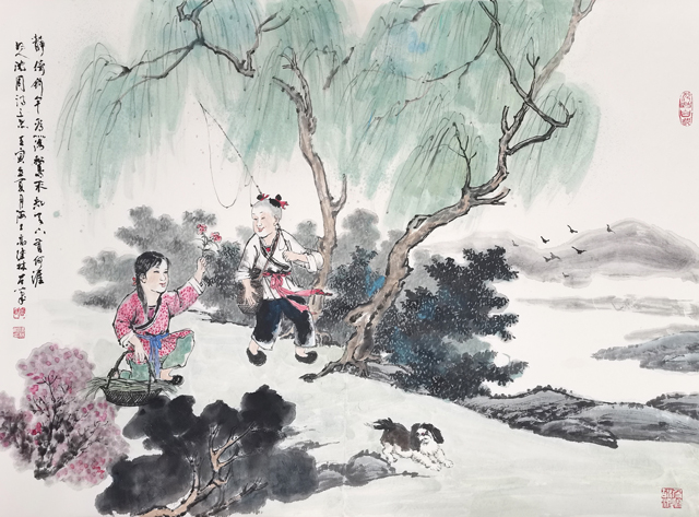 高健林作品《静倚钓竿看落秋》--规格：90×68cm.jpg