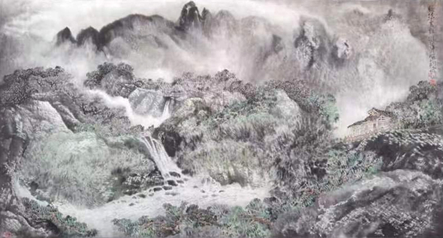 乡鎮雲烟、180㎝x98㎝、2005年、2004年，回下乡当知青绵竹新市乡镇后创作此图，2006年，作品参加四川省美展。.jpg