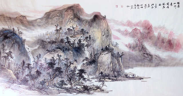 张红太作品9《晓景山河秀-闲居院落明》.jpg