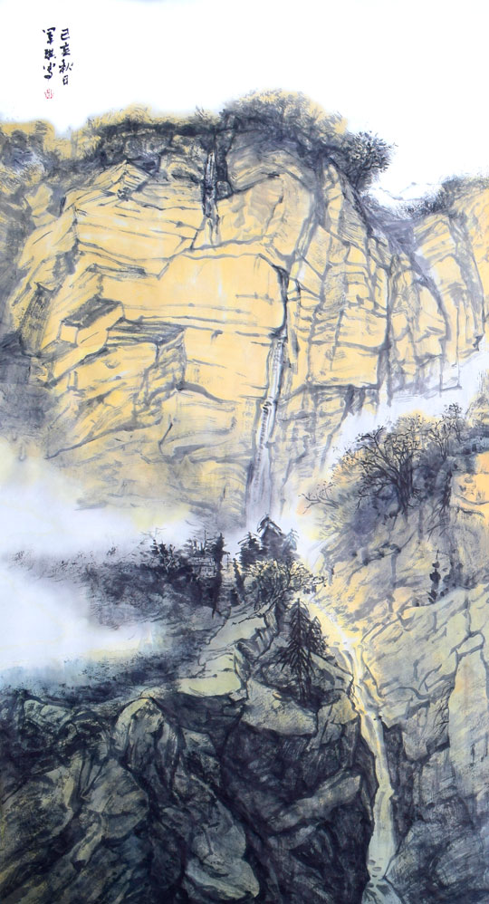 陈军琪作品2-中国画-《太行泉鸣》宣纸彩墨180cmX97cm-2019年.jpg