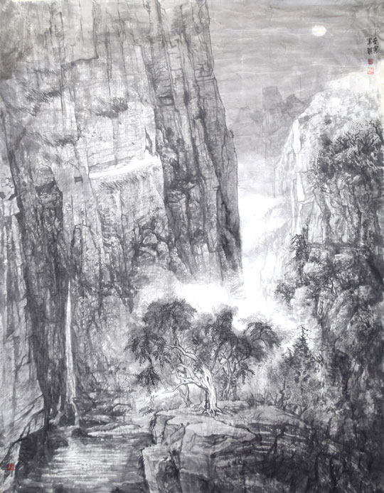 陈军琪作品3-中国画《绝壁生辉》200cmx160cm-2022年.jpg