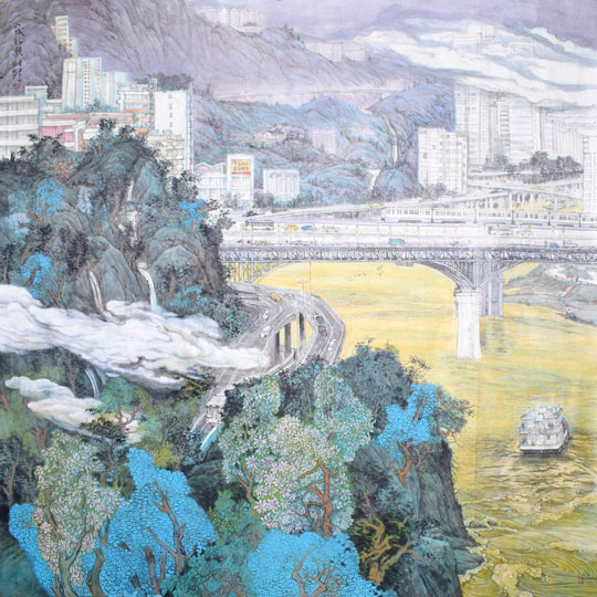 陈军琪作品8-中国画《山城新颜》200cmx200cm-2021年.jpg