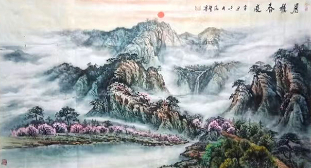 1684810925546831.jpg 赵淑智作品《屋楼春晓》尺寸:180×97_看图王.jpg