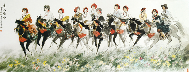 徐震时作品7《康巴盛会》145cm×380cm-2013年.jpg