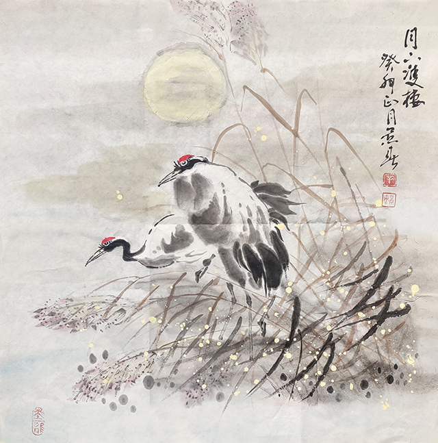辛景春作品9《月下双栖》.jpg