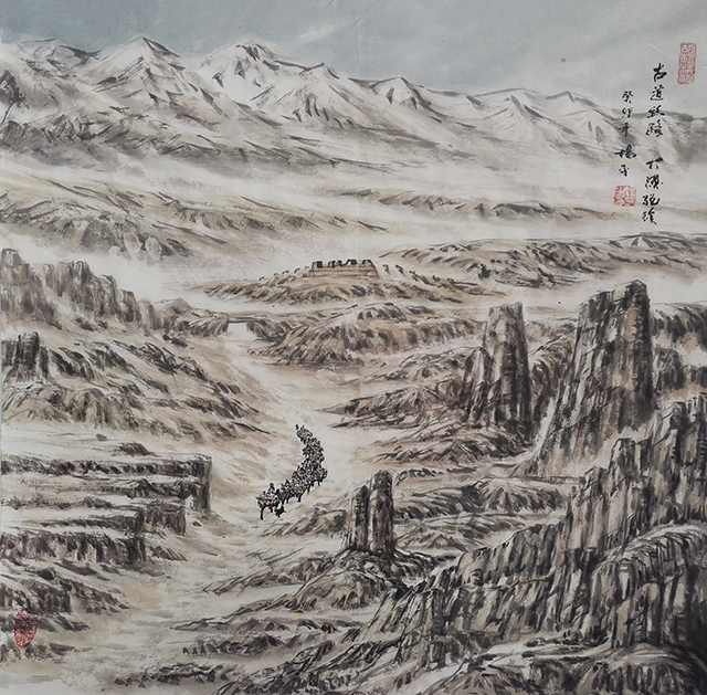 杨平作品10《古道丝路，大漠驼铃》.jpg