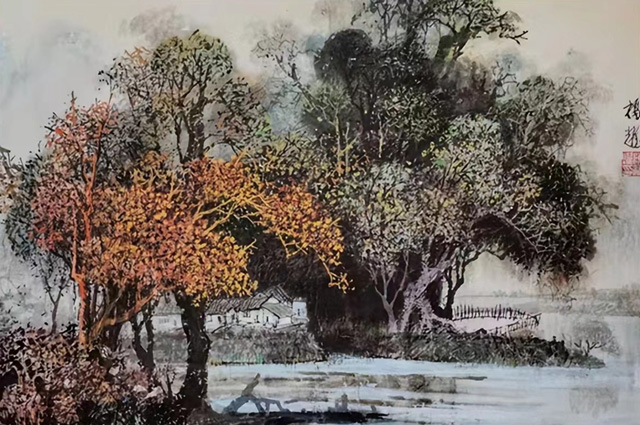 陈福耀作品《林间村庄》.jpg