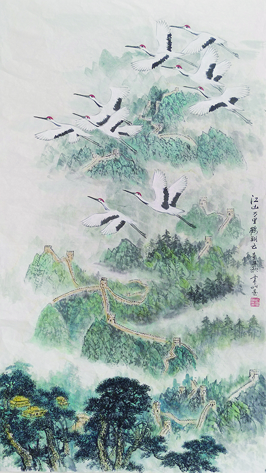 《江山万里鹤翔云》规格：180cmx97cm.JPG
