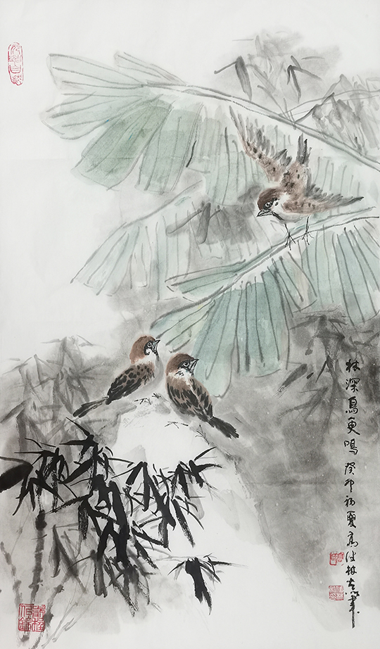 高健林作品3《林深鸟更鸣》规格：68×40cm.jpg