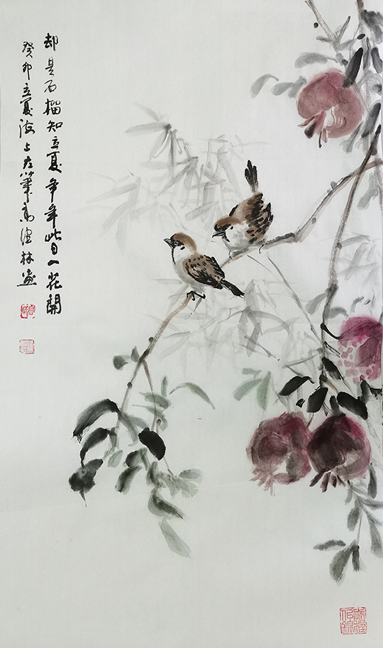 高健林作品4《却是石榴知立夏》  规格：68×40cm.jpg