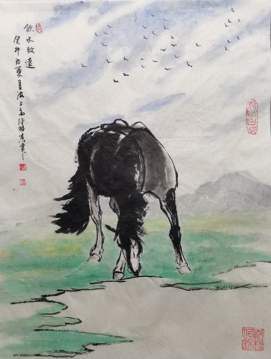 高健林作品5《饮水致远》  规格：45×35cm.jpg