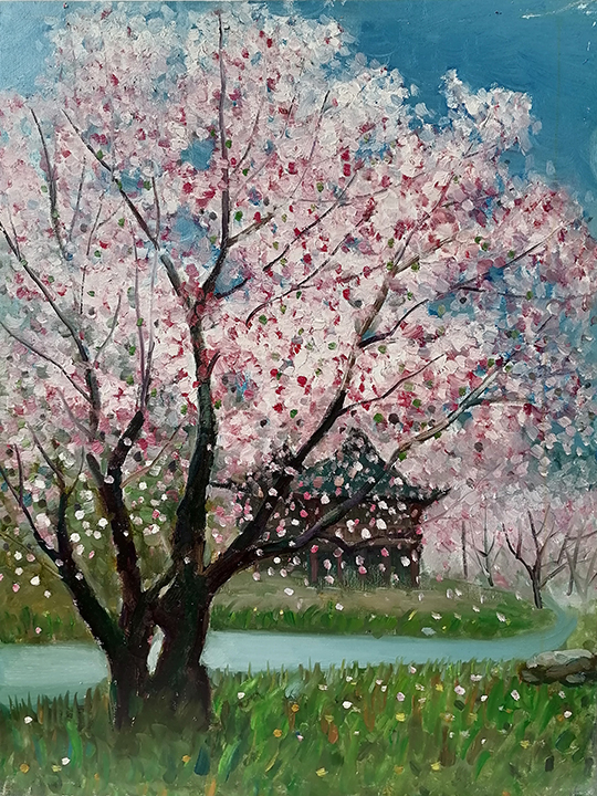 胡勇辉作品7  油画《春色盎然》.jpg