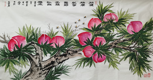 李叔平作品10《仙桃献寿子孙孝 健康宁静福自来》.jpg