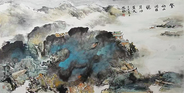 叶思裕作品9《登仙山阁楼 观碧海蓝天》尺寸：1370mmX700mm.jpg