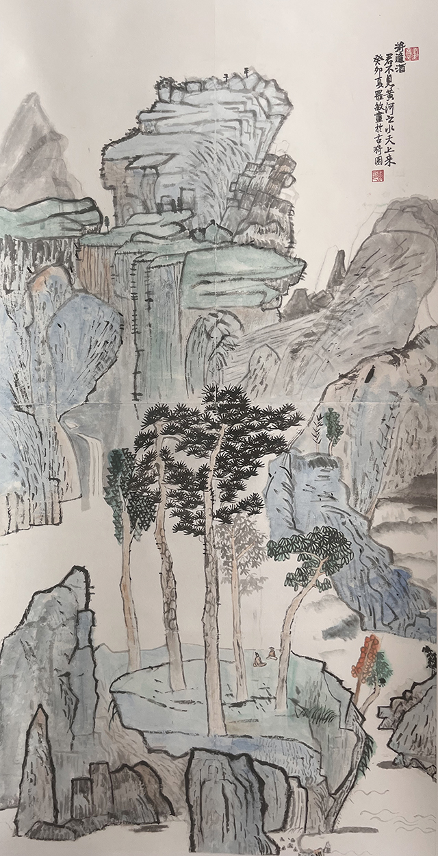 罗敏作品《将进酒》  规格：69×138cm.jpg