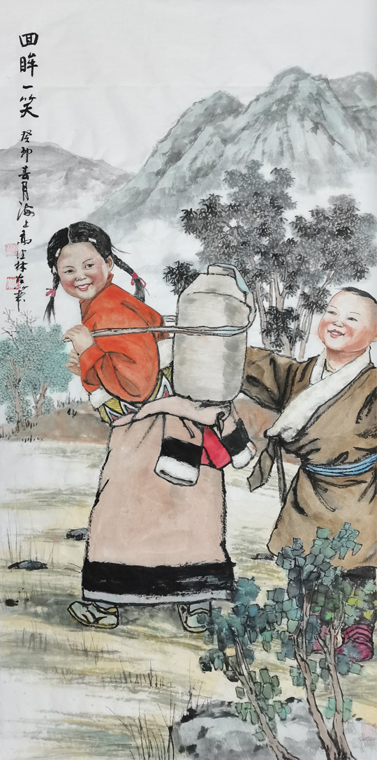 高健林作品2《回眸一笑》--规格：138×69cm.jpg