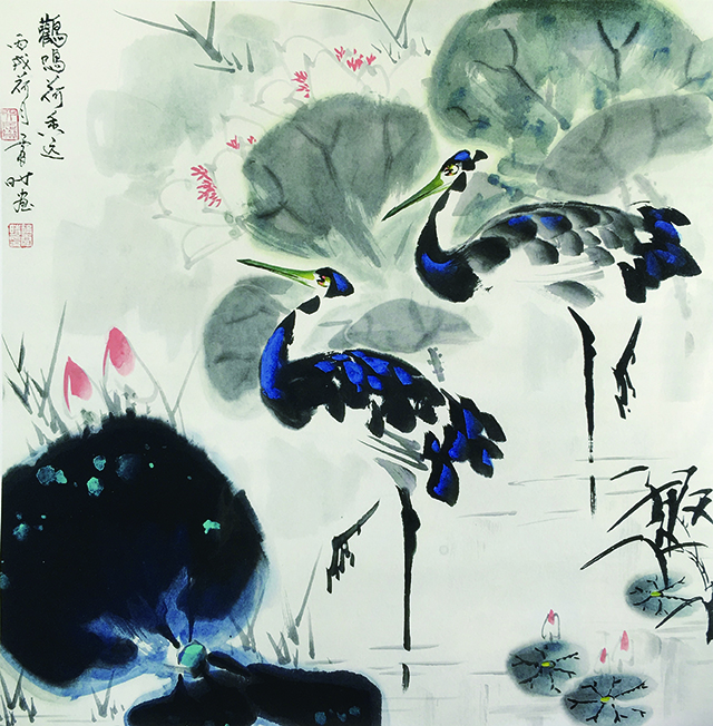 徐震时作品《鹳鸣荷香远》  2006年  67cm×68cm.jpg