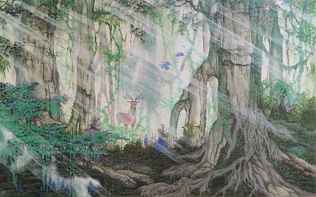 庞淳作品2 森林主题大型代表作《雨林》尺寸：220x150cm.jpg